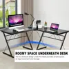 Hivvago 59 Inches L-shaped Corner Desk Computer Table For Home Office Study Workstation-black