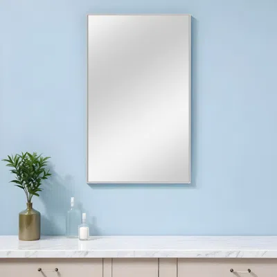 Hivvago 59" Silver Metal Framed Accent Mirror In White