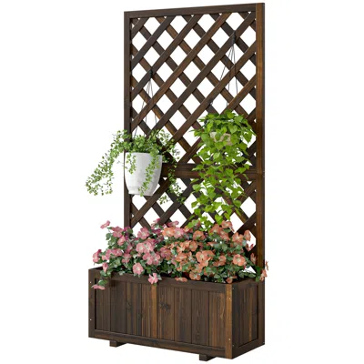 Hivvago 59" Wooden Raised Garden Bed With Trellis For Climbing Plants