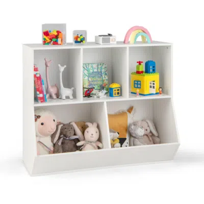Hivvago 5-cube Wooden Kids Toy Storage Organizer With Anti-tipping Kits-white