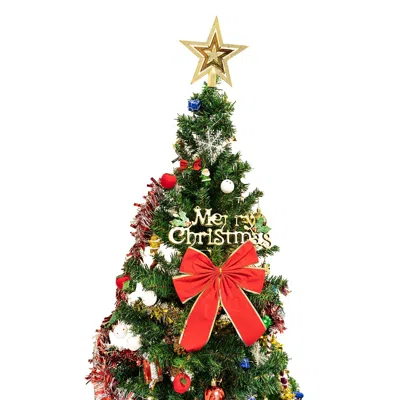 Hivvago 5ft Artificial Christmas Tree With Led Energy-saving Lights In Green