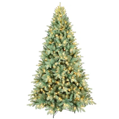 Hivvago 5ft Blue-green Tint Pe/pvc Christmas Tree With 250 Warm White Led Lights 854 Tips