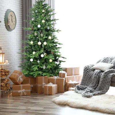 Hivvago 5ft Green Pvc+pe Christmas Tree With 1488 Tips Full & Lush Hinged Tree With Metal Stand