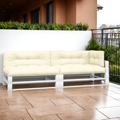 Hivvago 5pc Pallet Cushions For Bench, 47 Inch, Tufted Stitched Cream Fabric