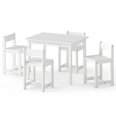 Hivvago 5-piece Kids Table And Chairs Set Solid Rubber Wood Toddler Activity Table