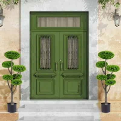 Hivvago 6 Ball Artificial Cypress Topiary Ball Tree With Weighted Pot For Porch In Green