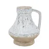 Hivvago 6" Beige And Ivory Round Terracotta Jug Vase With Does Not Apply In Metallic