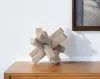 Hivvago 6" Brown Solid Wood Abstract Geometric Tabletop Sculpture In Neutral