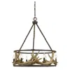 Hivvago 6 Bulb Metal Frame Chandelier With Resin Antler Design,dark Bronze And Gold
