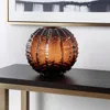 Hivvago 6" Burnt Umber Round Glass Table Vase In Brown