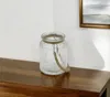 Hivvago 6" Clear And Brown Glass Tabletop Lantern Candle Holder In Neutral