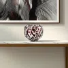 Hivvago 6" Clear Burdy And Black Abstract Round Glass Table Vase In Animal Print