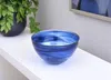 Hivvago 6" Cobalt And White Alabaster Glass Round Candy Or Nut Bowl In Blue