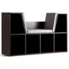 Hivvago 6-cubby Kid Storage Bookcase Cushioned Reading Nook-brown
