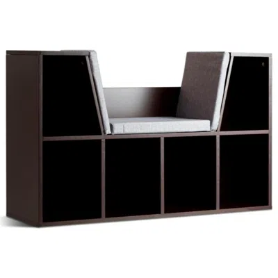 Hivvago 6-cubby Kid Storage Bookcase Cushioned Reading Nook-brown