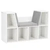 Hivvago 6-cubby Kid Storage Bookcase Cushioned Reading Nook-white