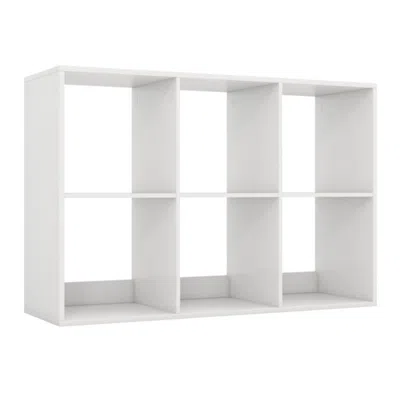 Hivvago 6 Cube Bookshelf With Back Guardrail For Living Room Bedroom-white