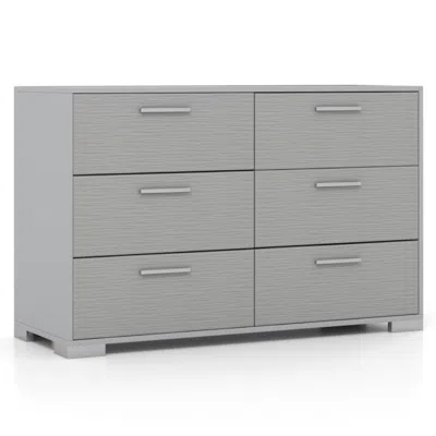 Hivvago 6 Drawer Storage Cabinet With Metal Legs Handles With Anti-toppling Devices-grey In Gray