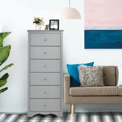 Hivvago 6 Drawers Chest Dresser Clothes Storage Bedroom Furniture Cabinet-gray In White
