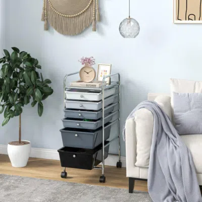 Hivvago 6 Drawers Rolling Storage Cart Organizer-mixed Black