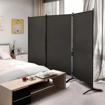 Hivvago 6 Feet 3 Panel Room Divider With Durable Hinges Steel Base-gray