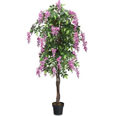 Hivvago 6-feet Artificial Wisteria Silk Indoor-outdoor Tree In Blue