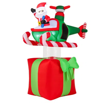 Hivvago 6 Feet Christmas Inflatables Blowup Santa Flying Airplane With With 3 Led Lights And Built-in Blower In Multi