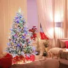 Hivvago 6 Feet Flocked Christmas Tree With 8 Lighting Modes And Multi-color Led Lights-6 Ft