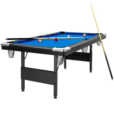 Hivvago 6 Feet Foldable Billiard Pool Table With Complete Set Of Balls-blue