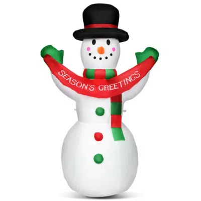 Hivvago 6 Feet Inflatable Christmas Snowman With Led Lights Blow Up Outdoor Yard Decoration In White
