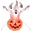 Hivvago 6 Feet Inflatable Halloween Ghosts With Pumpkin Decor And Rotating Lamp