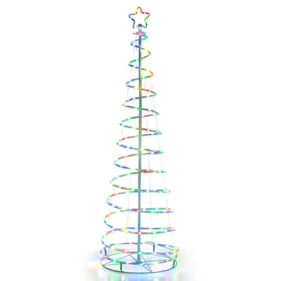 Hivvago 6 Feet Light Up Spiral Christmas Tree With Tree Top Star-white In Blue