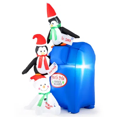 Hivvago 6 Feet Lighted Christmas Inflatable Penguins And Snowman With Built-in Led Lights