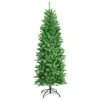 Hivvago 6 Feet Pvc Hinged Pre-lit Artificial Fir Pencil Christmas Tree With 150 Lights-6 Ft