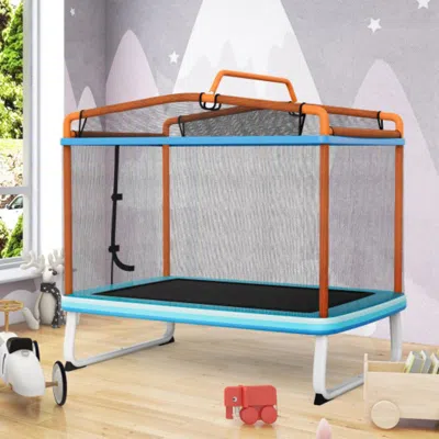 Hivvago 6 Feet Rectangle Trampoline With Swing Horizontal Bar And Safety Net-yellow In Blue