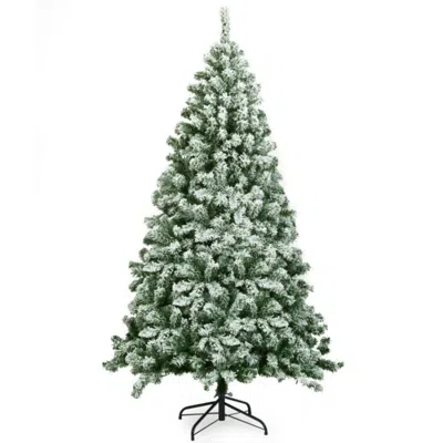 Hivvago 6 Feet Snow Flocked Artificial Christmas Tree Hinged With 928 Tips In Green
