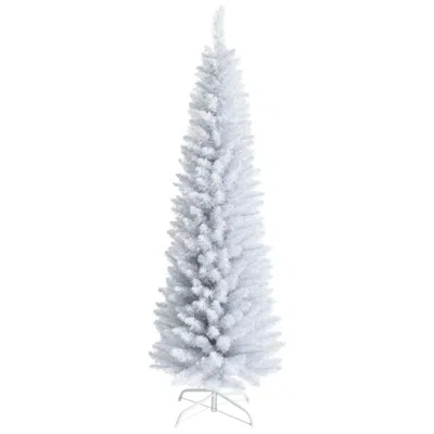 HIVVAGO 6 FEET UNLIT ARTIFICIAL SLIM PENCIL CHRISTMAS TREE WITH METAL STAND