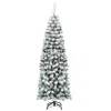 Hivvago 6 Feet Unlit Hinged Snow Flocked Artificial Pencil Christmas Tree With 500 Branch Tip