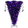 Hivvago 6 Feet Upside Down Artificial Christmas Tree With 270 Purple Led Lights