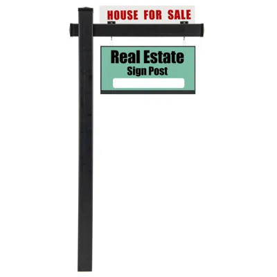 Hivvago 6 Feet Vinyl Upvc Real Estate Sign Post Realtor Yard Sign Post-black