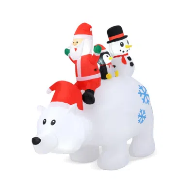 Hivvago 6 Ft Christmas Inflatable With Lights Animated Santa Penguin And Snowman In Multi