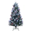Hivvago 6 Ft Pre-lit Flocked Christmas Tree With 8 Lighting Modes And Decorative Accents In Blue