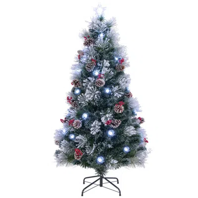 Hivvago 6 Ft Pre-lit Flocked Christmas Tree With 8 Lighting Modes And Decorative Accents In Blue