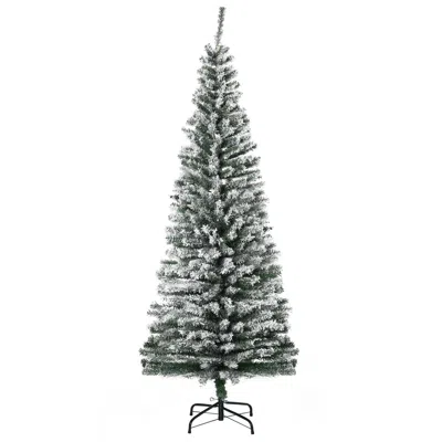 Hivvago 6 Ft Tall Unlit Snow-flocked Slim Artificial Christmas Tree With Realistic Branches And 492 Tips In Gray