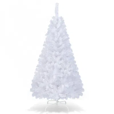 Hivvago 7 Feet Unlit Artificial Slim Christmas Pencil Tree With Metal Stand In White