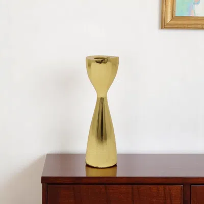 Hivvago 6" Gold Stainless Steel Tabletop Taper Candlestick