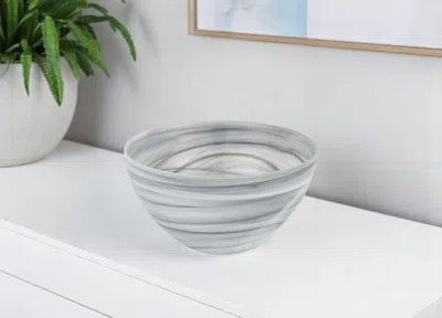 Hivvago 6" Gray And White Alabaster Glass Round Candy Or Nut Bowl