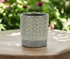 Hivvago 6" Gray Geometric Ceramic Indoor Outdoor Round Pot Planter In Neutral