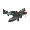 Hivvago 6" Green Metal Hand Painted 1940 Green And Brown Spit Fire Model Airplane In Green