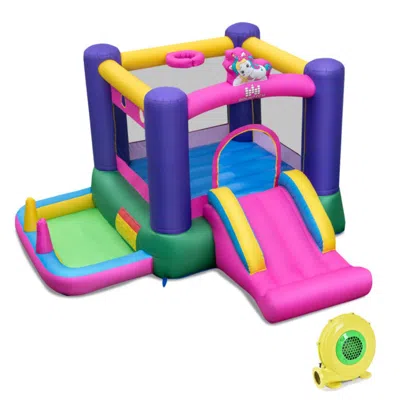 Hivvago 6-in-1 Bouncy Castle Inflatable Bounce House With Slide And Ball Pit With 480w Blower In Multi